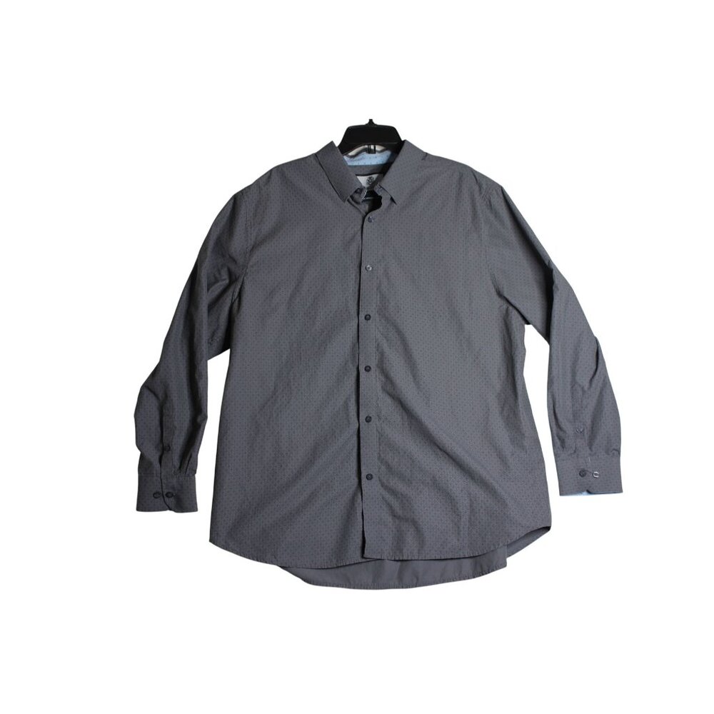 English Laundry Grey L/S Flip Cuff Button Down Dress Shirt Mens 2XL XXL Slim Fit